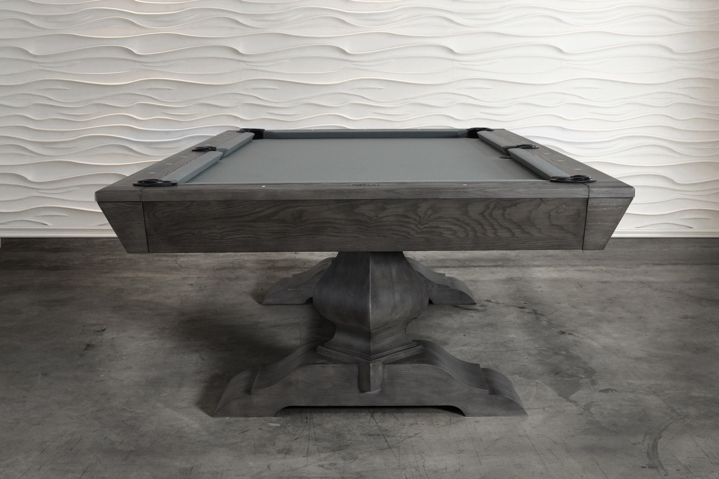 Nixon Birdy 8' Slate Pool Table in Grayson Grey by Nixon Billiards, shown with pedestal base.