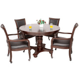 Hathaway Bridgeport 2-in-1 Poker Game Table with Four Chairs Set - Walnut Finish