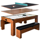 Hathaway Sherwood 7' Air Hockey Table w/Benches in Cherry/Black Finish