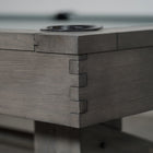 Close-up of dovetail joint on Nixon Georgia 7' Slate Pool Table by Nixon Billiards in Grayson Grey.