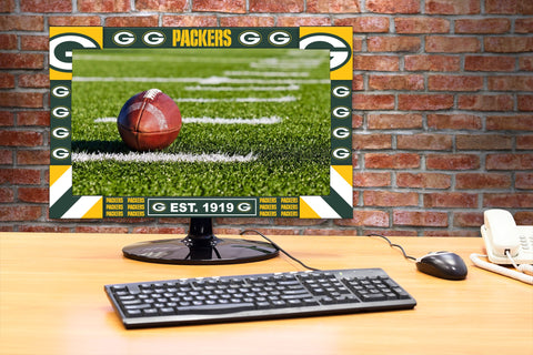Acme Imperial Green Bay Packers Big Game Monitor Frame displays themed screen on a desk.