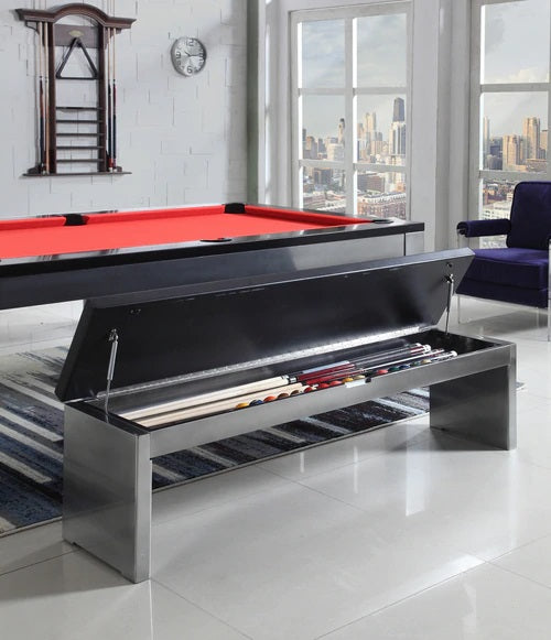 Playcraft Benches for Monaco Slate Pool Table, Black on Silver