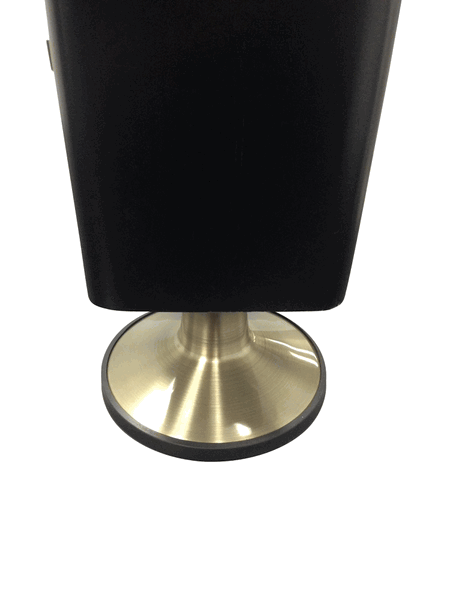 Playcraft Woodbridge 9' Shuffleboard Table in Black with metallic gold base on white background.