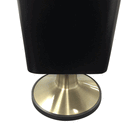 Playcraft Woodbridge 9' Shuffleboard Table in Black with metallic gold base on white background.