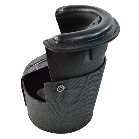 Imperial Spectrum leather internal drop pocket set by Imperial, black and gray with snap closure.