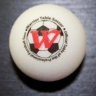 Warrior Set of 8 Pro Game Ball in White with red W and black Warrior logo on top.