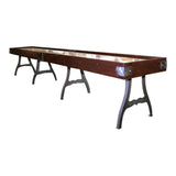 Venture Williamsburg 12' Shuffleboard Table with metal legs, angled view on white background.