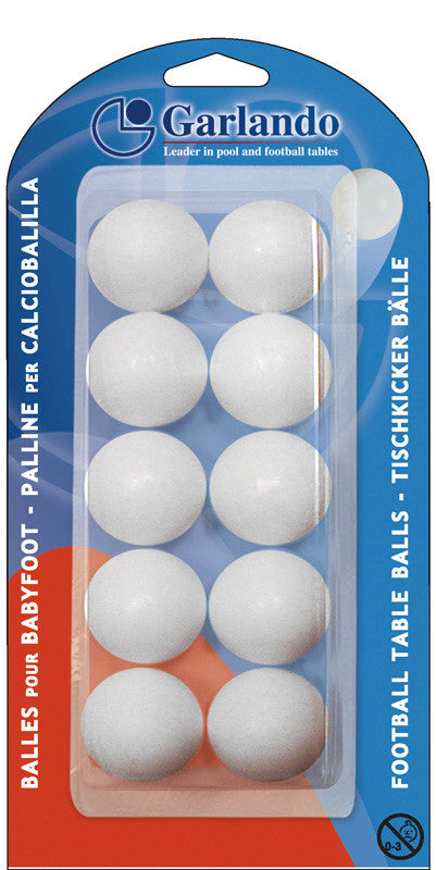 Pack of 10 white balls for Tornado T-3000 Foosball Table, plastic/cardboard packaging.